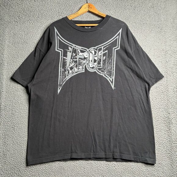 Vintage Tapout Men's Black Short Sleeve T-Shirt UFC MMA BJJ Size 2XL Skull Cyber - Picture 2 of 8